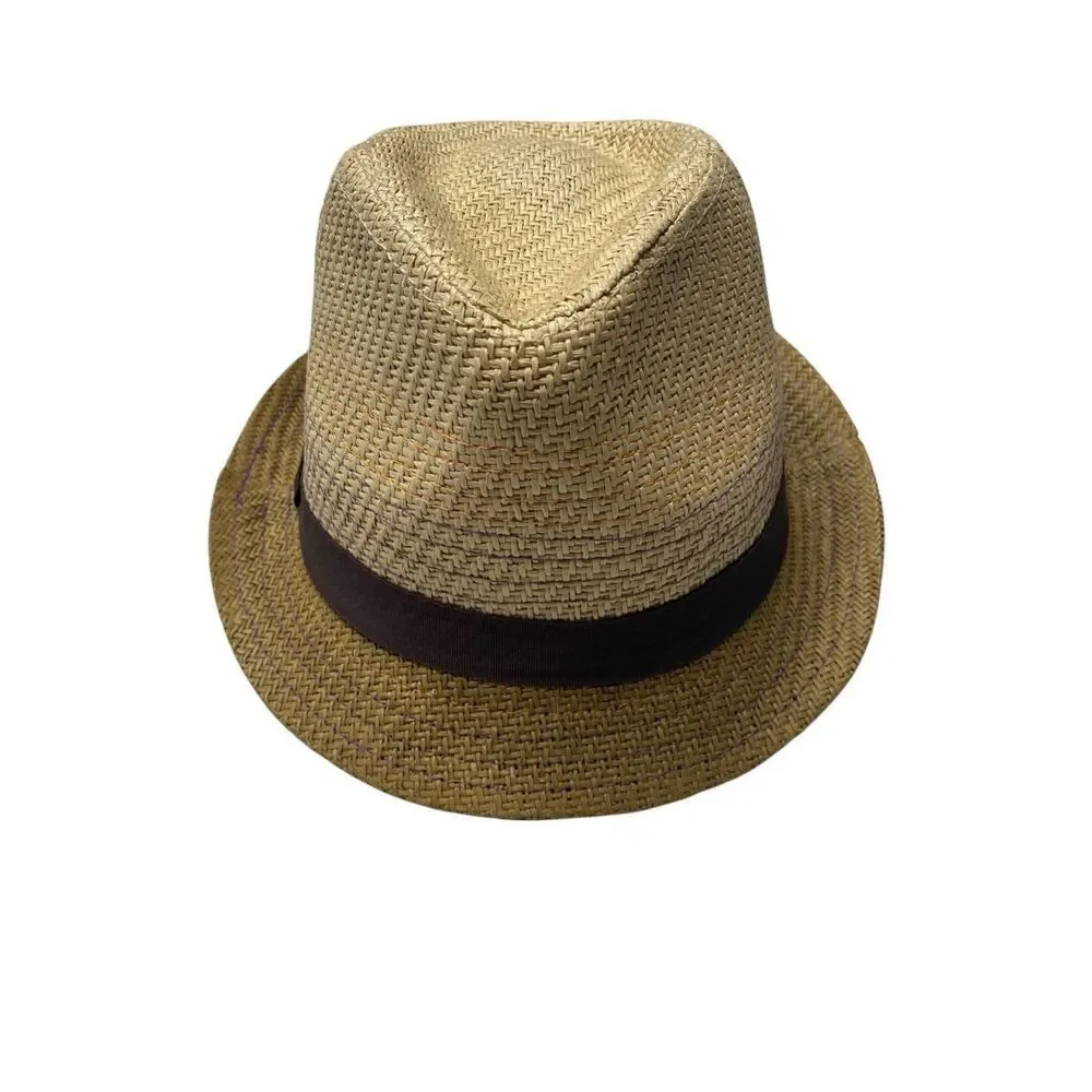 Short Brim Paper Straw Fedora Hat Summer Vacation Beach Travel Formal Costume